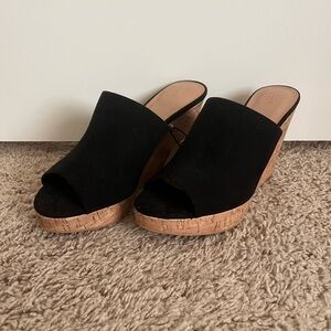 NWT H&M Black Wedge-Heel Mules Size 8
